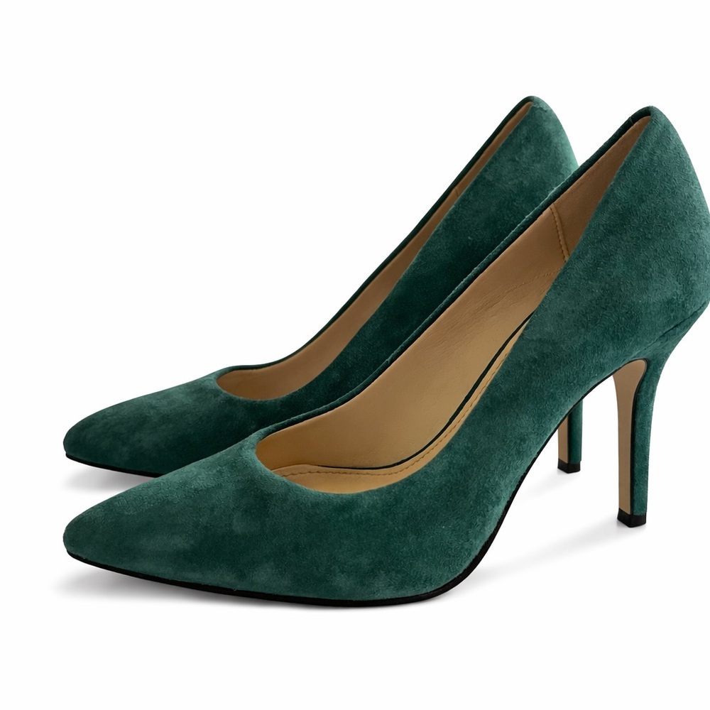 Nine West Dark Green Suede Heels